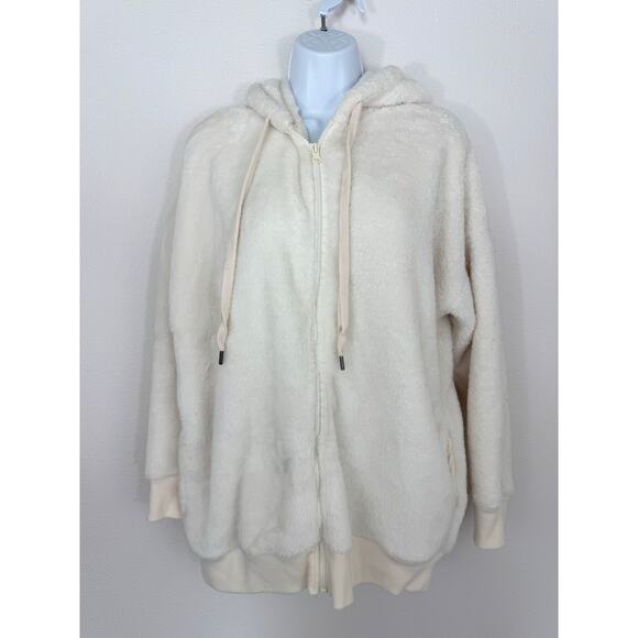 Aerie Cream Sherpa Zip-Up Hoodie Jacket | Size Medium - Picture 1 of 6